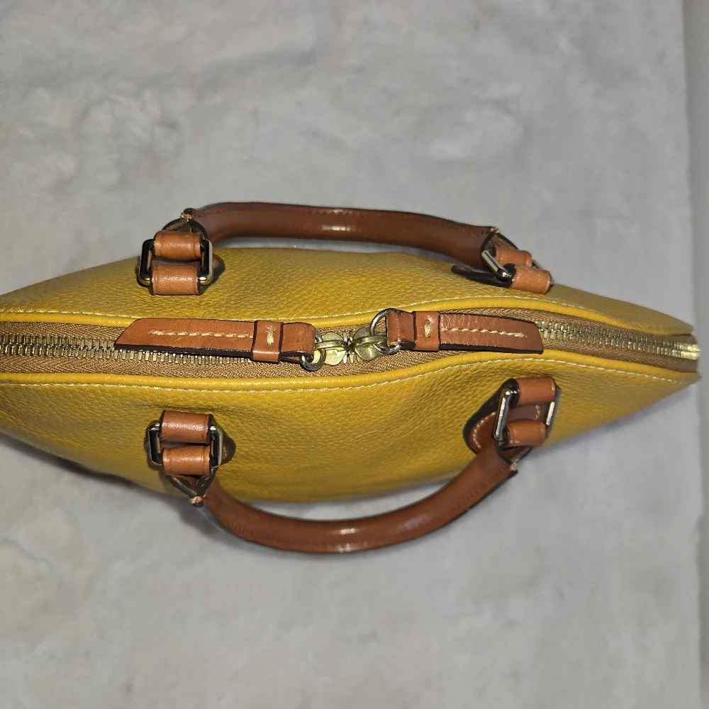 Dooney & Bourke Yellow Leather Satchel - Picture 3 of 14
